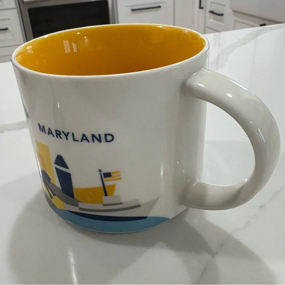 Starbucks You Are‎ Here Maryland Mug Yellow Interior 2015 Collector Cup